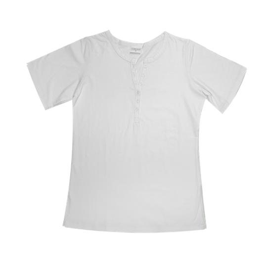 Ladies Short Sleeve - Buttons White