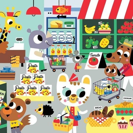 Petit Monkey "In the Supermarket" puzzle - 48-piece