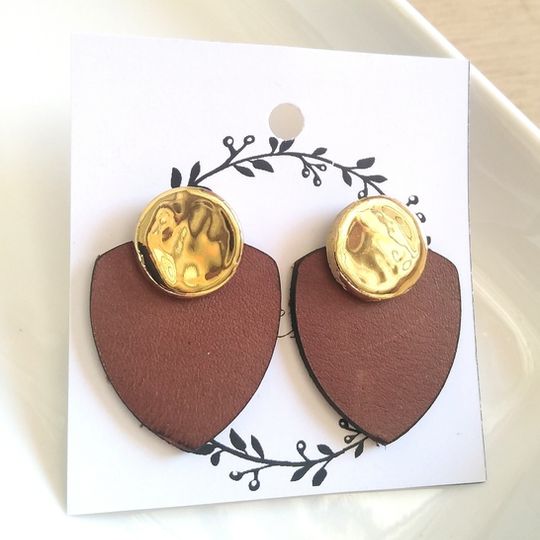 Gold Studs with Leather Extentions