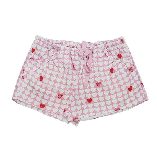Girls Short Pants - Pockets Hearts (Cotton Knit)