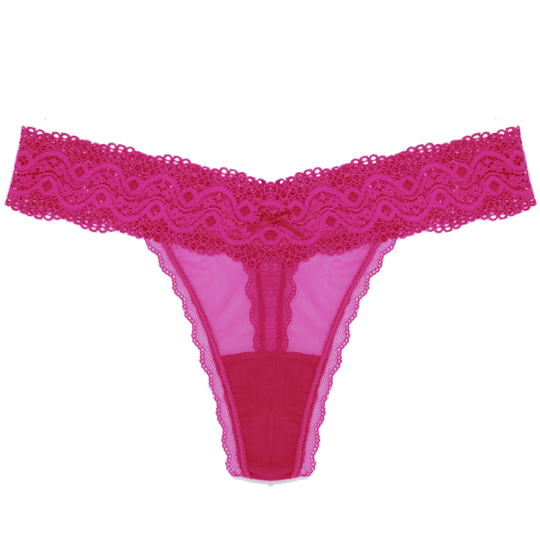 Lace Thong in Bougainvillea