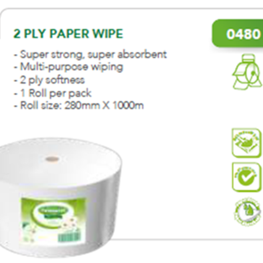 Twinsaver 2 Ply Paper Wipe Roll