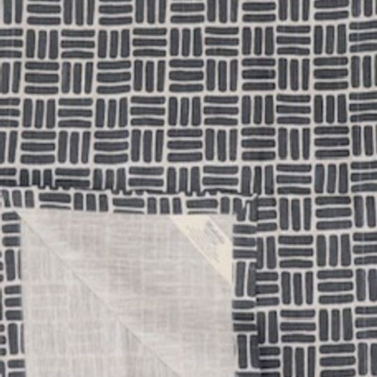 Charcoal grey weave printed runner on natural linen