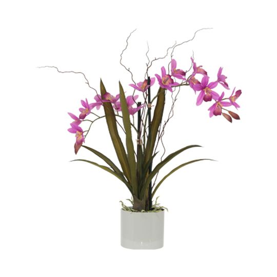 Real Touch Artificial Pink Orchid in White Pot