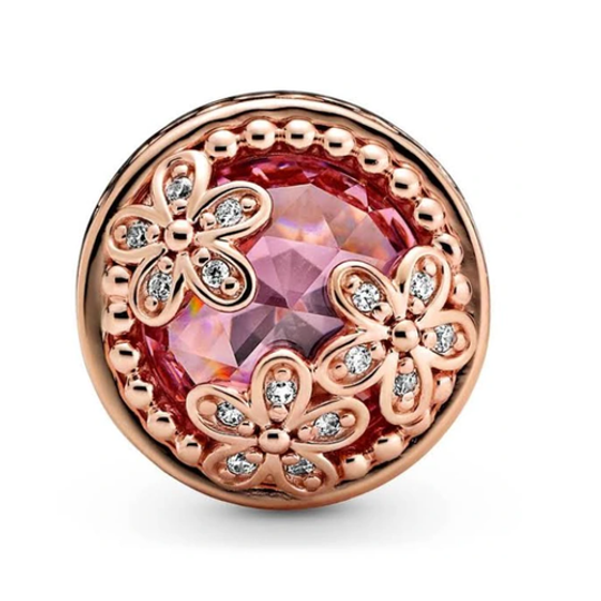 Rose Gold Plated Pink Daisy Charm