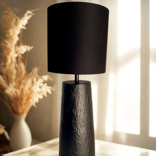 All Black Clay Lamp
