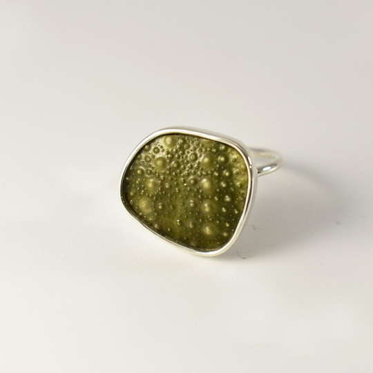 Green Large Geo Sea Urchin Ring