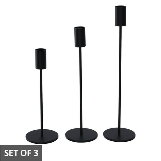 Modern Black Metal Candleholders Set of 3