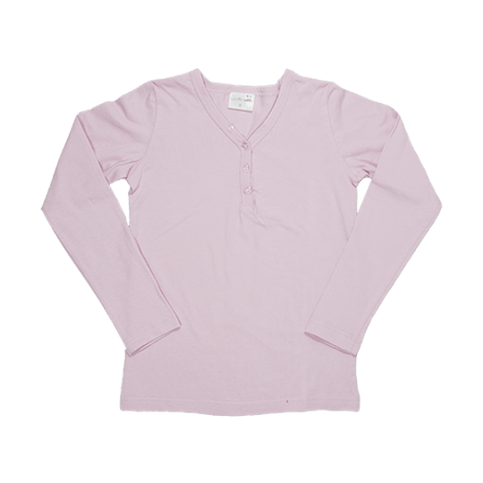 Kids Long Sleeve Top - Buttons Pink