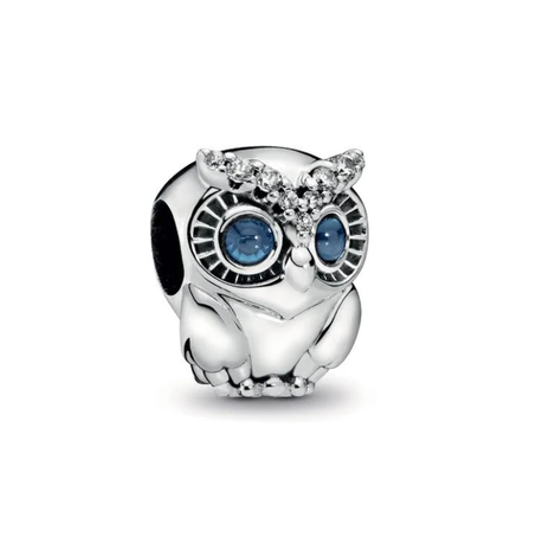 Blue Eyes Cubic Zirconia Owl Charm