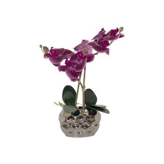 Real Touch Artificial Purple Orchid in Silver Pot
