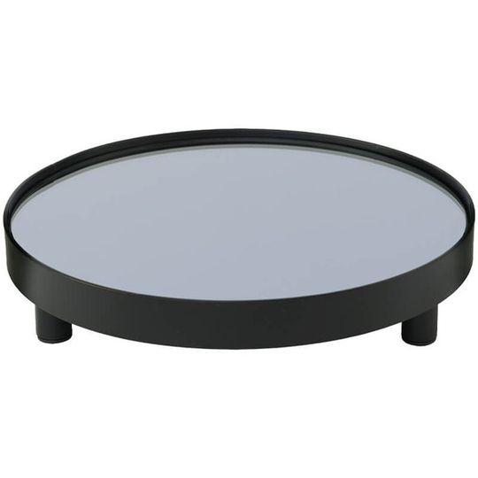 Round Black Metal Mirror Tray
