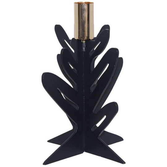 Black Metal Fern Design Candleholder