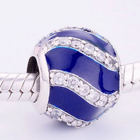 Navy Blue with Cubic Zirconia Stripe Charm