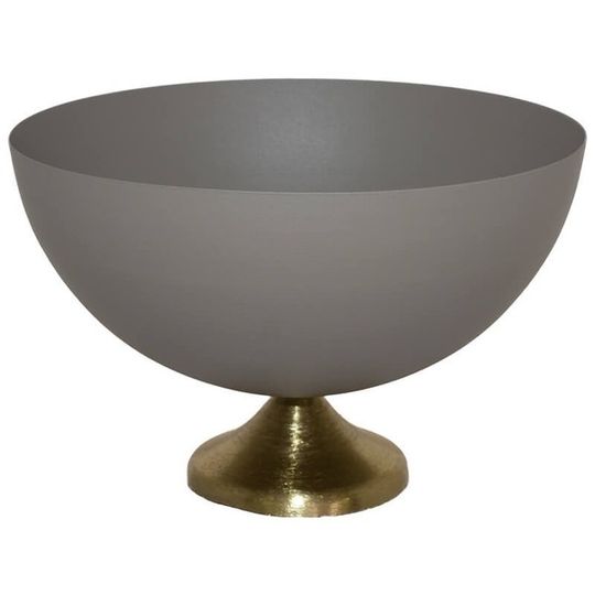 Beige/Gold Metal Decor Bowl