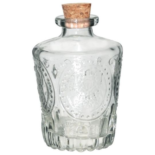 Embossed Glass Perfume Bottle with Cork Lid