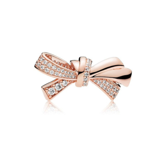 Rose Gold Plated Cubic Zirconia Bow