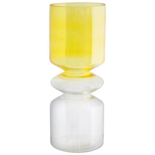 Tinted Yellow/Clear Glass Vase