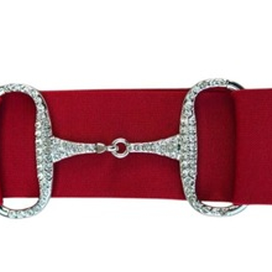 Elastic Diamante Snaffle Belt - BURGUNDY