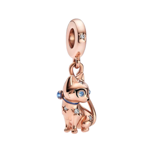 Rose Gold Plated Sparkling Cat Charm