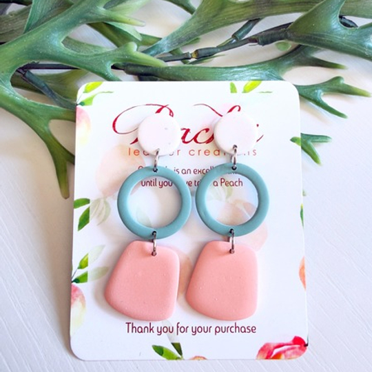 Retro "Funky" Apricot Polymer Clay Dangles