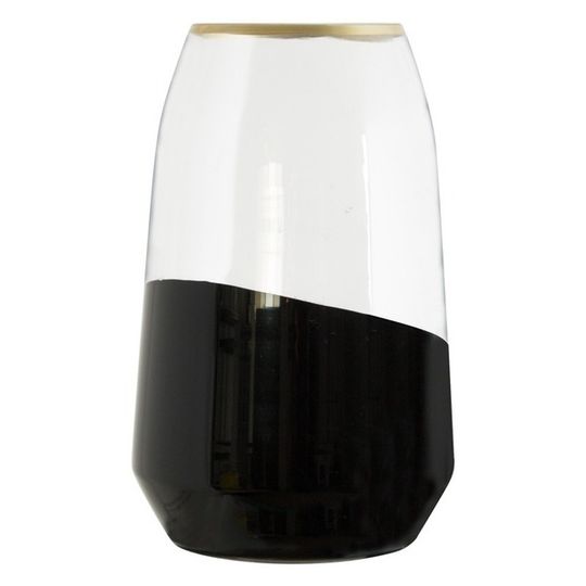 Clear/Black Glass Vase with Gold Rim
