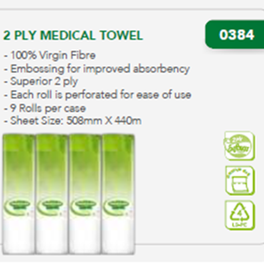 Twinsaver 2 Ply Medical Towel 9 Rolls per Case