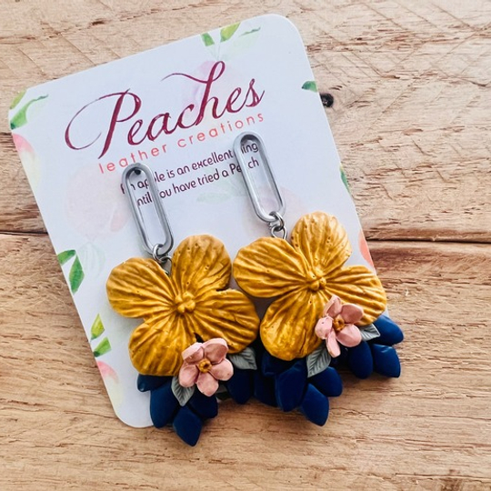 Mustard & Navy Flower Vine