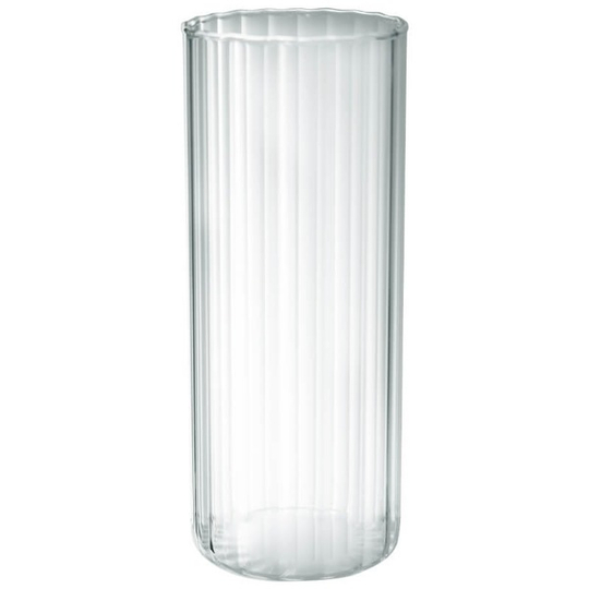 Fluted Clear Glass Cylinder Vase 25cm
