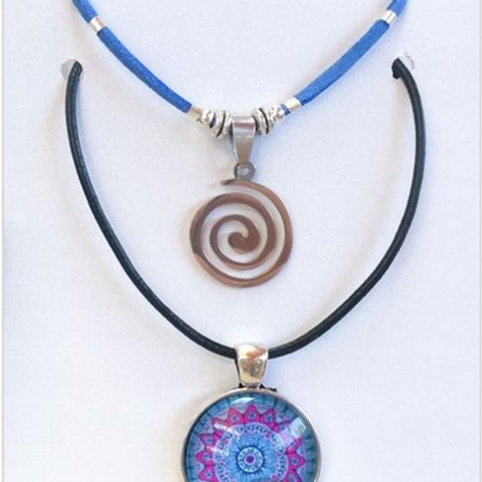 Necklaces - Paired pendant necklaces mandala and SPIRAL