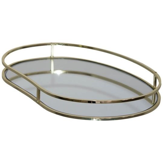 Gold Metal Bean Shaped Mirror Tray
