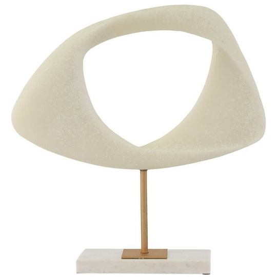 Round Marble Sculpture with Gold/Marble Base