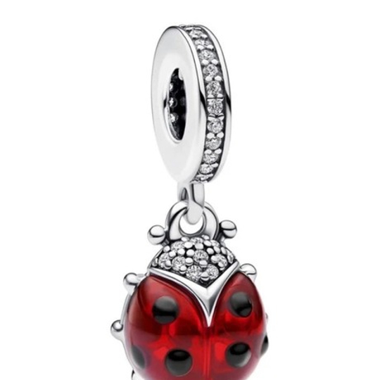 Red Cubic Zirconia Ladybug Charm