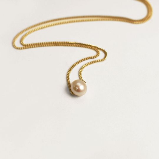 Dainty Pearl Necklace - 9ct Yellow Gold