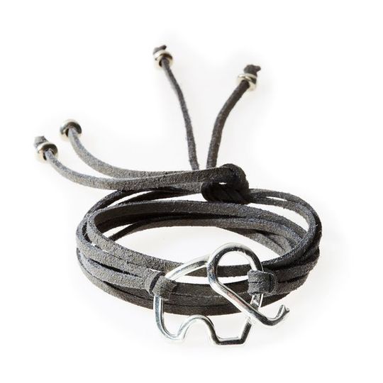 FIERCE Versatile faux suede Bracelet, Necklace & Choker Elephant - Charcoal G