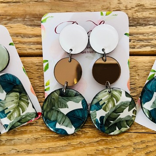 Olive & Denim Blue Palms Wood & Resin Design