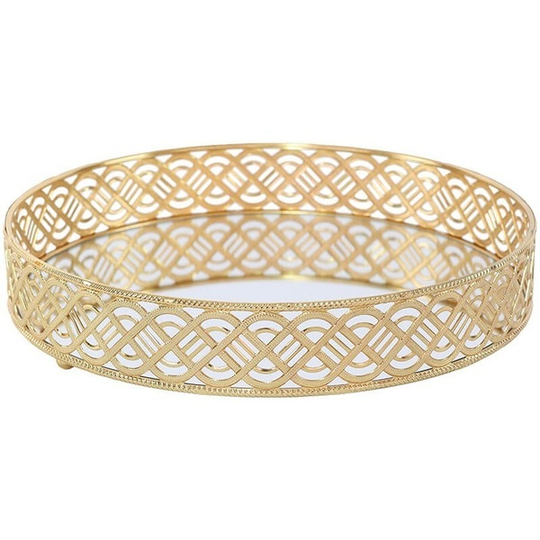 Lux Round Gold Metal Mirror Tray