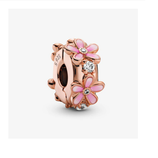 Rose Gold Plated Pink Daisy Clip Charm