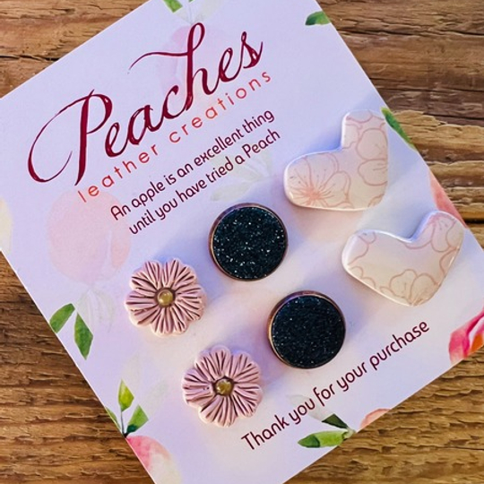 Polymer Clay Studs - Glitter Daisies