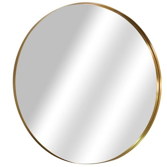 Large Round Gold Metal Mirror 80cm