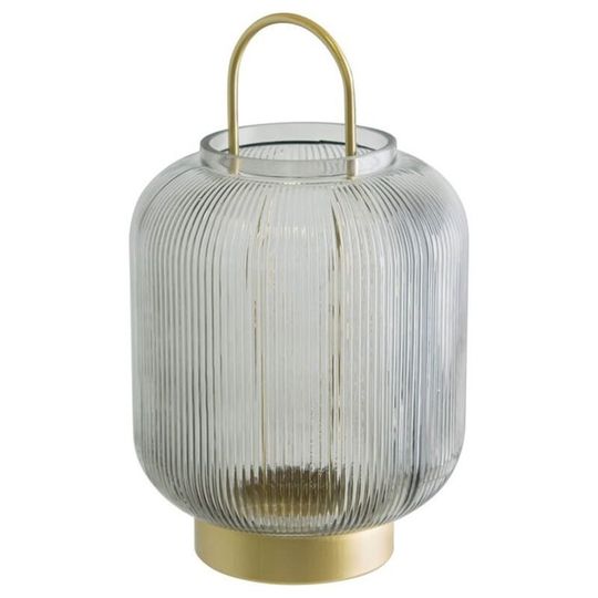 Luxury Ribbed Glass Gold Metal Lantern