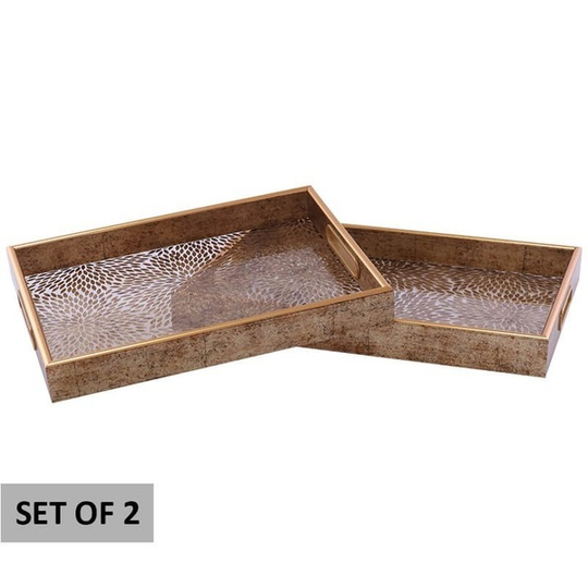 Antique Gold Rectangular Trays Set of 2