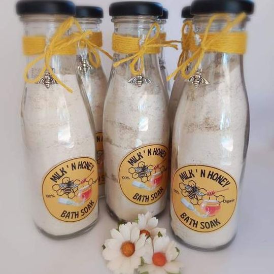 Milk 'n Honey Bath Soak Glass Bottle