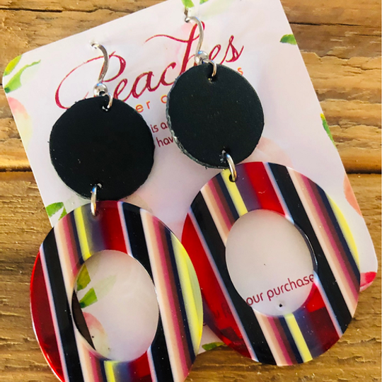 Striped Red Black & Yellow Acrylic