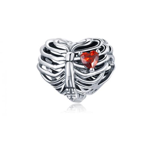 Ribcage Red Heart Charm