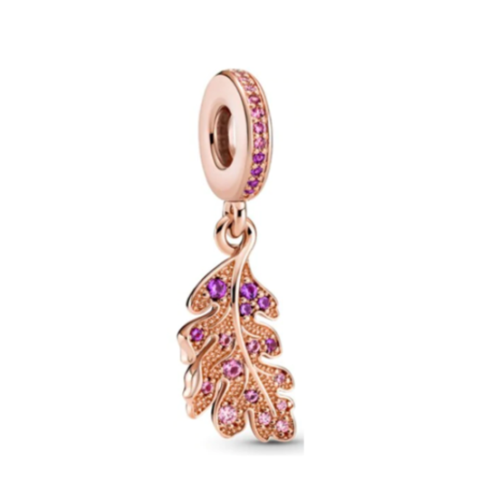 Rose Gold Plated Purple Leaf Charm