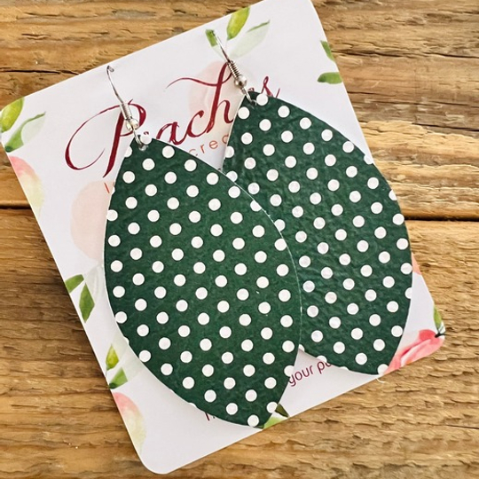 Green Polka's on Soft Leather