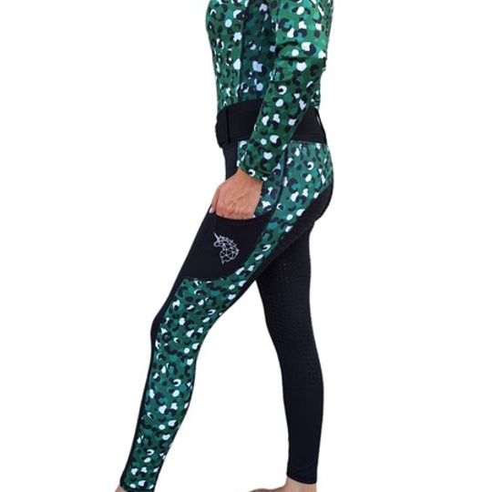 Riding Shirts: Adult Green Leopard