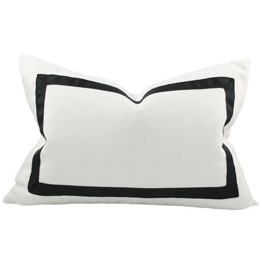 Lux Velvet Rectangular Cushion - White & Black